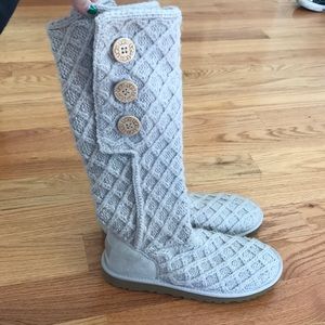 Women's Tall White Lattice Cardy Ugg Boots
